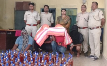 ୧୧୫ଲିଟର ବିଦେଶୀ ମଦ ଜବତ, ୫ ଗିରଫ