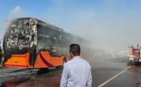 ଜୈସଲମେରରେ ଯାତ୍ରୀବାହୀ ବସ୍‌ରେ ଲାଗିଲା ନିଆଁ ; ୨୦ଜଣଙ୍କ ମୃତ୍ୟୁ