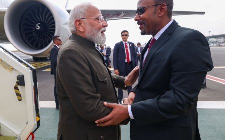 प्रधानमंत्री का इथियोपिया पहुंचने पर विशेष स्वागत किया गया